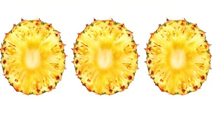 Pineapple with slices isolated on white. Pineapple collection. Pineapple isolated
