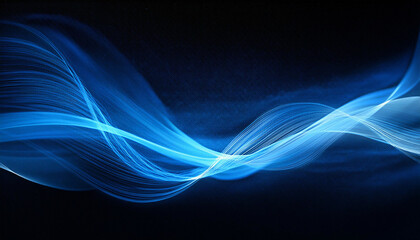 Abstract Gradient Wave: Blue Colors on Black Background with Blurry Lights