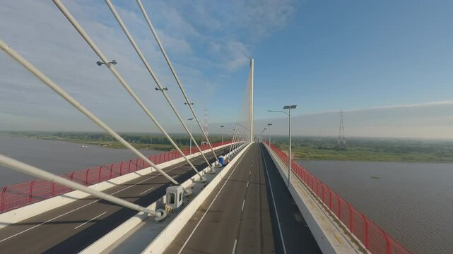 Aerial Shot From Inside The H&eacute;roes Del Chaco Bridge That Connects Both Regions, Western And Eastern.