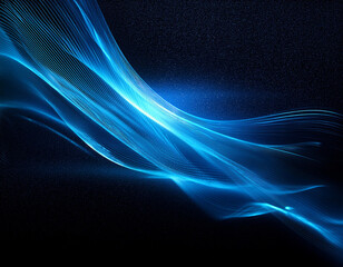 Naklejka premium Blurry Lights on Black Background: Abstract Blue Gradient Wave