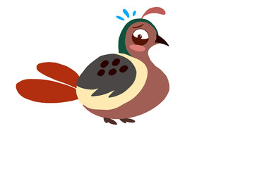 Cute quail with afraid feeling cartoon clipart vector and illustration