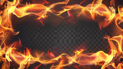 flame border isolated on transparent background