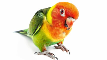 Lovebird isolated on white Agapornis fischeri. Fischers Lovebird