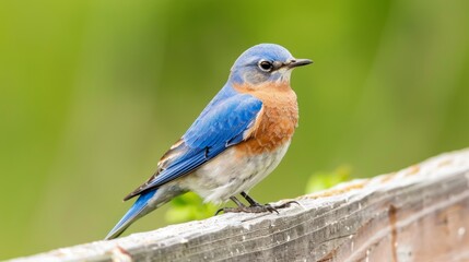 Fototapeta premium Eastern bluebird Sialia sialis on refuge road sign. Bombay Hook NWR. Delaware. USA