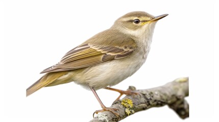Fototapeta premium Willow Warbler Phylloscopus trochilus isolated on a white background
