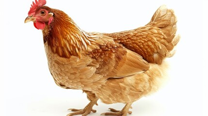 Fototapeta premium Young brown hen isolated on white background.