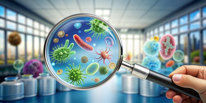 microbes under a magnifying glass