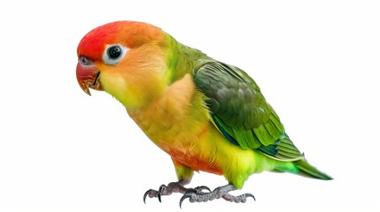 Lovebird isolated on white Agapornis fischeri. Fischers Lovebird