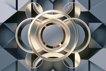 Tech geometric background with abstract golden and grey circles