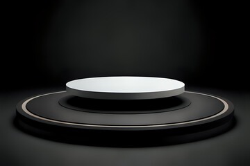 empty stage with spotlight on black