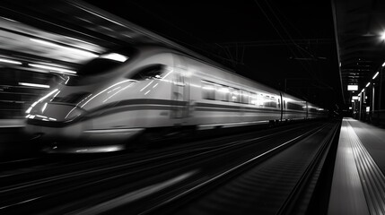 Fototapeta premium Portrait of a fast moving train