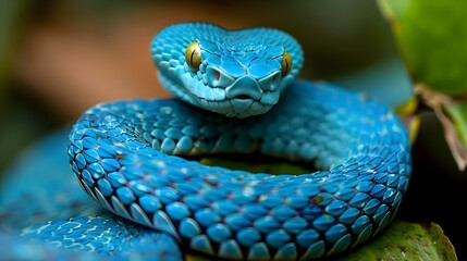 Fototapeta premium Blue Pit Viper from Indonesia