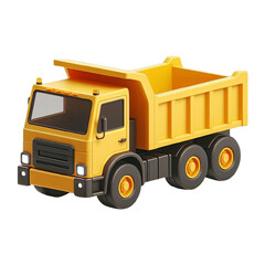 Yellow dump truck isolated on transparent background
