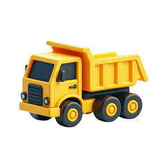 Yellow dump truck isolated on transparent background