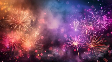 Abstract colored firework background with free space for text