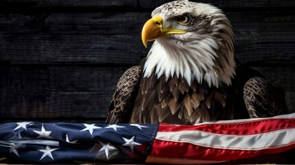 Naklejka premium Eagle with American flag. Patriotic concept.