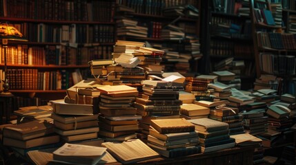 Fototapeta premium Photo of a book leaves the page open, in a library is background, Generative AI