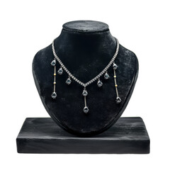 Black Velvet Jewelry Display Stand Isolated on Transparent or White Background, PNG