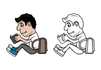 Student Doodle Cartoon Character Design Illustration vector eps format suitable for your design needs logo illustration animation etc