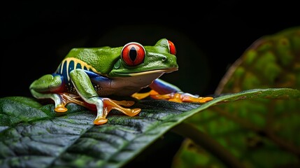 Naklejka premium Red-eyed tree frog (Agalychnis callidryas) on a leaf