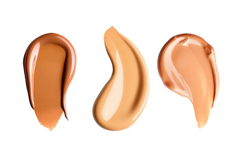 Isolated liquid foundation and smudge smear on white background.