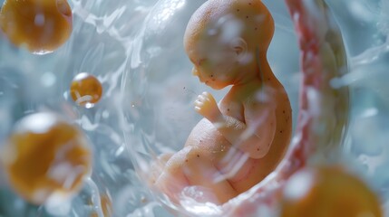 Intimate Glimpse of Emerging Life Microscopic Fetal Miracle in the Womb showcasing the wonder and fragility of human life during early development through artificial insemination and in vitro