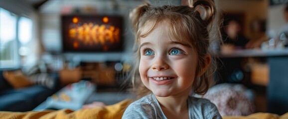 Fototapeta premium A cozy collage of fathers and children watching a movie together, Image Background