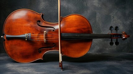 A cello set against a dark background