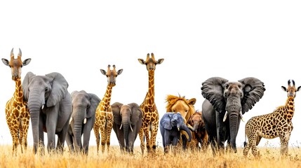 Large group of African safari wildlife animals