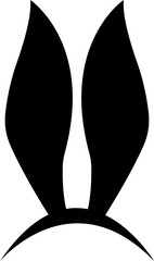bunny ears icon, Rabbit ear silhouette, Easter hare pictogram. Cute bunny ears headband for Easter, rabbit costume mask, festive decoration for head. on transparent background, for greeting card.