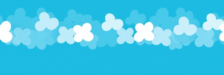 A blue banner with cartoon white clouds in a row across the bottom of the banner