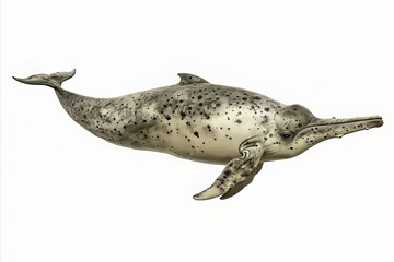 Illustration of a rare and elusive spotted dolphin species with black and white color scheme