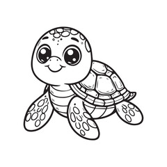 Cute cartoon turtle Coloring book for children Vector illustration