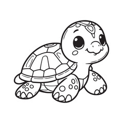 Cute cartoon turtle Coloring book for children Vector illustration