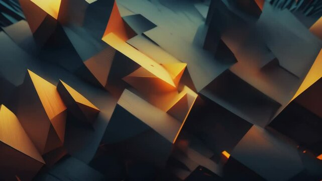 Abstract morphing background, geometric yellow black shapes loop