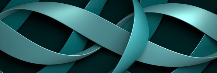 Abstract teal ribbons forming an infinity symbol on a dark background
