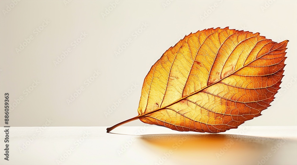 Wall mural autumn leaf on a black background