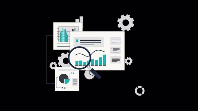 Data Analytics Information and Monitoring Concept Animation Video - Transparent