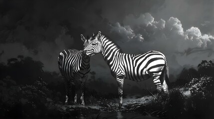 Fototapeta premium Two lonely zebras in the wild