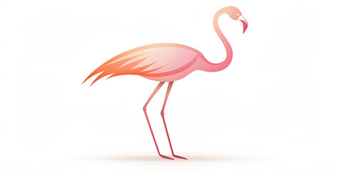 Fototapeta premium A watercolor painting of a flamingo with its signature pink feathers. The bird is standing gracefully, with detailed brush strokes capturing the texture and color of its plumage
