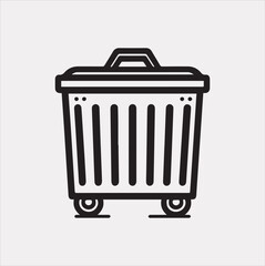 dumpster Icon of bin for trash silhouette vector on white background