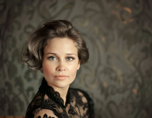 retro photo of a beautiful middle-aged woman