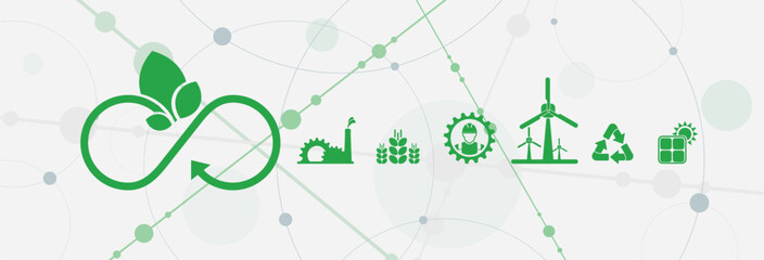 circular economy icons on white background	