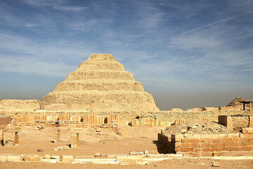 Djoser Pyramid seen from South with some Old Kingdom mastabas