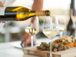 Wine Tasting Experience: Sommelier Pouring Wine for Guest with Elegance and Precision