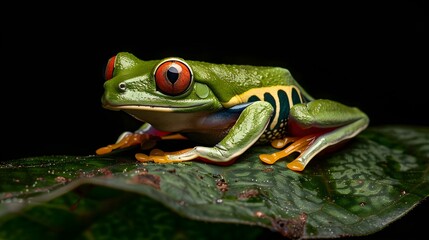 Red-eyed Tree Frog (Agalychnis Callidryas) on a leaf