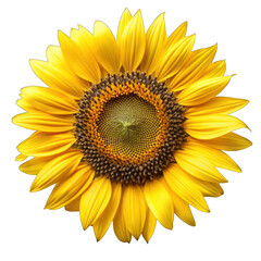 Fototapeta premium Ripe sunflower with seeds and stamens top view isolated on transparent background