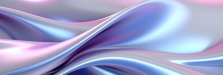 Fototapeta premium A close-up of shiny, iridescent fabric in hues of purple, blue, and white, draped in flowing, curved lines