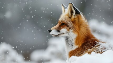 Obraz premium Red Fox in winter forest