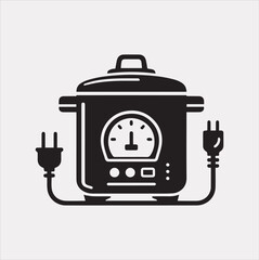 Electric pan Pressure Cooker silhouette vector on a white background